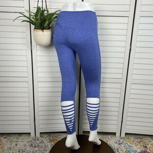 Onzie Elevate Midi Yoga Capri Leggings‎ Heather Blue Ladder Cutouts Size S/M